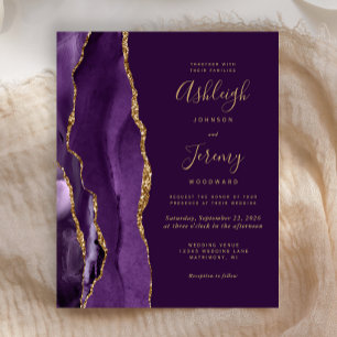 Convite Dourado para Casamento de Agato Roxo Profu