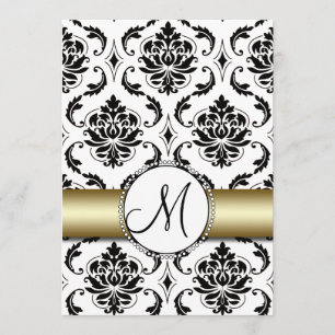 Convite Dourado para casamento de Black Damask