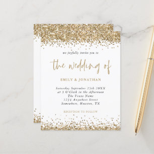 Convite Dourado para Casamento de Confetti de Glit