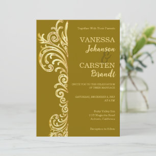 Convite Dourado para Casamento de Crest