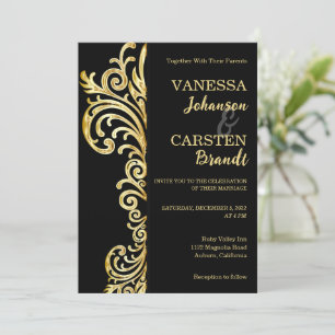 Convite Dourado para Casamento de Crest