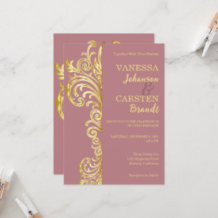Convite Dourado para Casamento de Crest