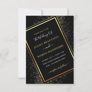 Convite Dourado para Casamento de Design Negra