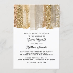 Convite Dourado para casamento de fitas