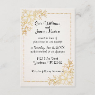 Convite Dourado para Casamento de Fronteira Floral