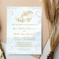 Convite Dourado para Casamento de Golfinhos