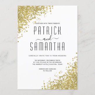 Convite Dourado para Casamento de Literatura