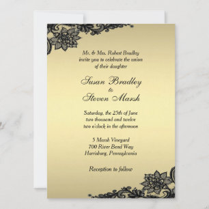 Convite Dourado para Casamento de Locais