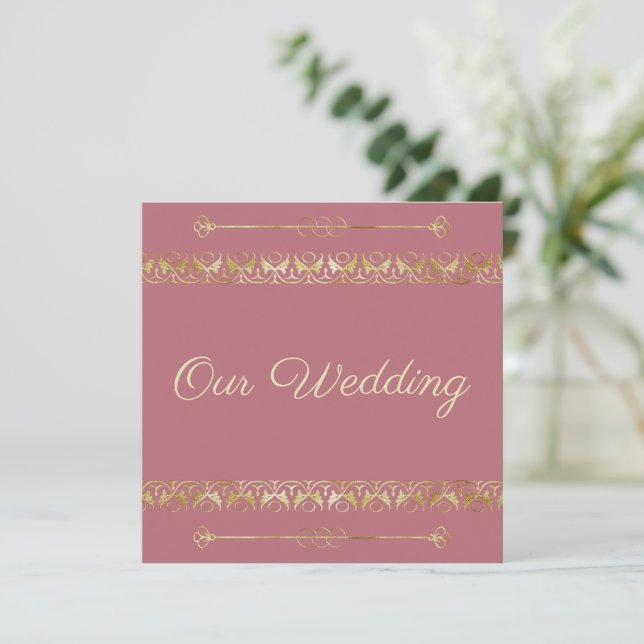 Convite Dourado para Casamento de Luxo (Em pé/Frente)