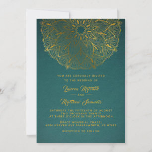 Convite Dourado para Casamento de Mandala