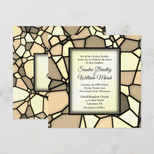 Convite Dourado para Casamento de Mosaico de Vidro