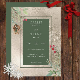 Convite Dourado para Casamento de Pine de inverno