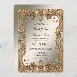 Convite Dourado para Casamento de Quadros de Ornam