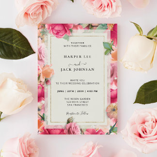 Convite Dourado para Casamento de Quadros do Jardi