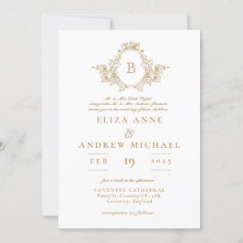 Convite Dourado para Casamento do Monograma Elegan