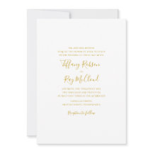 Convite Dourado para Casamento Elegante Simples