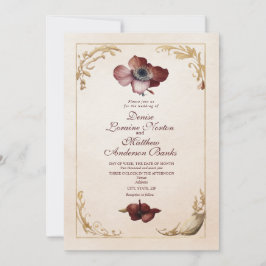 Convite Dourado para Casamento Floral Elegante Bur