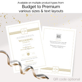Convite Dourado para Casamento Formal do Monograma