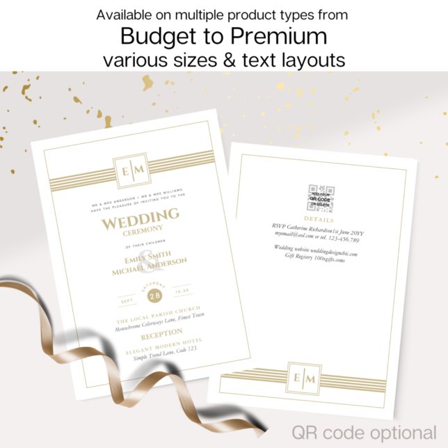 Convite Dourado para Casamento Formal do Monograma (Criador carregado)