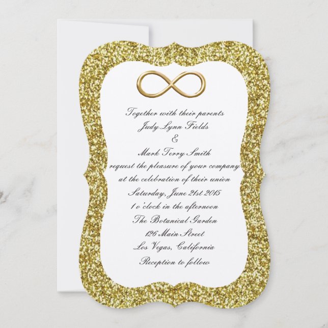 Convite Dourado para Casamento Infinito Dourado co (Frente)
