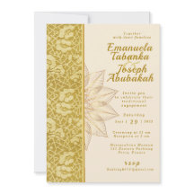 Convite Dourado para Casamento Kente com Detalhes 
