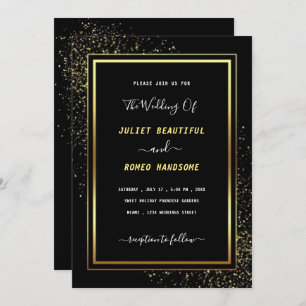 Convite Dourado para Casamento Negro - Cartão de C