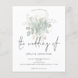 Convite Dourado para Casamento Verde da Folhagem d