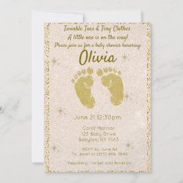 Convite Dourado para Chá de fraldas Glitter