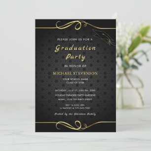 Convite Dourado para Festa de formatura Preta de F