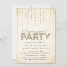 Convite Dourado para Festa de noivado da Glitter