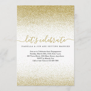 Convite Dourado para Festa de noivado da Glitter