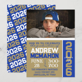 Convite Dourado para Graduação de Azul e Bronze