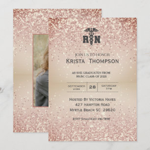  Convite Dourado para Graduação de Enfermeira Re