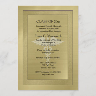 Convite Dourado para graduação médica Caduceus Wat