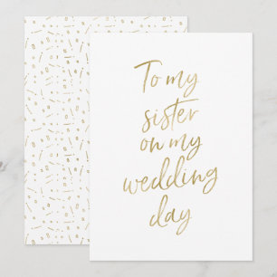 Convite Dourado "Para minha irmã no dia do meu casamento"