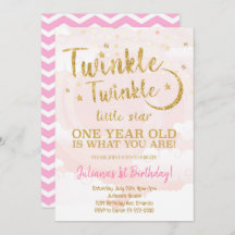 Convite Dourado para primeiro aniversario de Estre