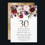 Convite Dourado Partido da Elegância Floral Elegante Burgu<br><div class="desc">Convite de festas Elegante Floral Elegante Dourado da Burgundy Ver coleção correspondente em Niche e Nest Store Também temos muitos outros convites e coleções.</div>