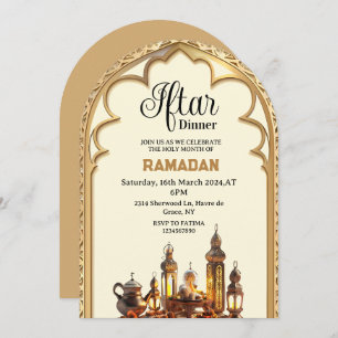 Convite Dourado partido de janto Iftar Ramadan kareem 2025