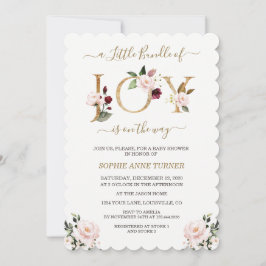 Convite Dourado Pequeno Conjunto De Alegria Chá de fraldas