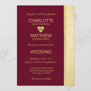 Convite Dourado personalizado do casamento outono