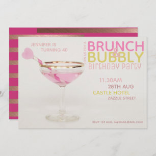 Convite Dourado PINK DE Cocktail BBLY BRUNCH Moderno 40