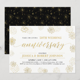 Convite Dourado & Preto | 50º Aniversário de Casamento Ele