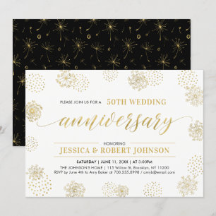 Convite Dourado & Preto 50º Aniversário de Casamento Ele