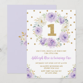 Convite Dourado primeiro aniversario Floral Selvagem Um Pa