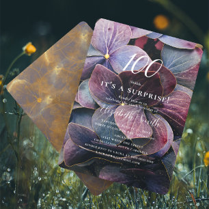 Convite Dourado Púrpura Azul Hydrangea Surpresa 100º Anive