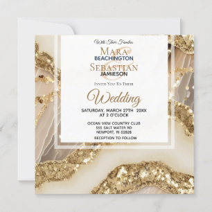 Convite *~*DOURADO QR IVORY DOURADO Agate RSVP AR66 Casame