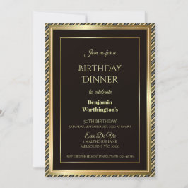 Convite Dourado Quadro Striped 50º Aniversário Jantar Conv