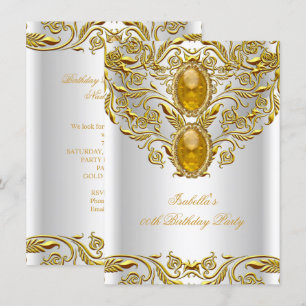 Convite Dourado Real em Festa de Aniversário Elegante e de
