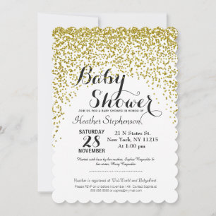 Convite Dourado relâmpagos Confetti Baby Shower