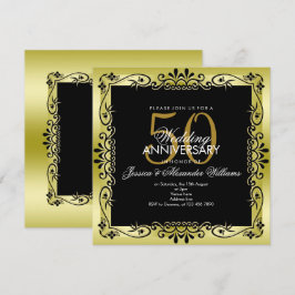 Convite Dourado Romântico Decorativo Enquadrado 50º Casame